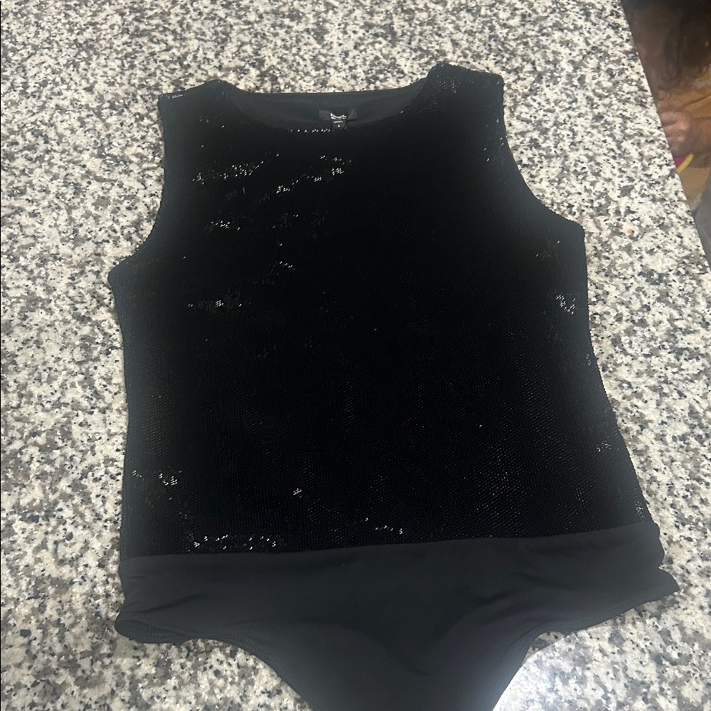 Express Black Sequin Kids Bodysuit